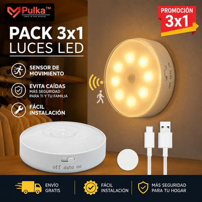 Pack 3x1 Lámpara LED Recargable Sensor