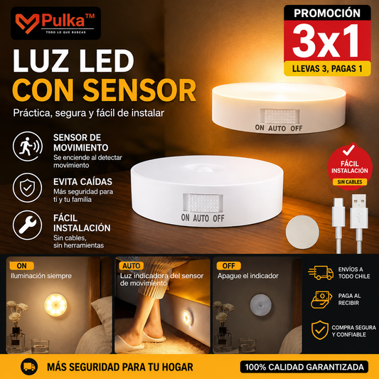 Pack 3x1 Lámpara LED Recargable Sensor