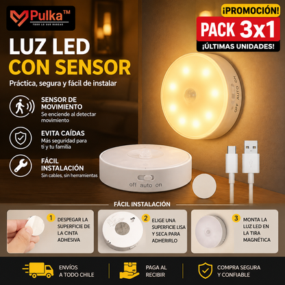 Pack 3x1 Lámpara LED Recargable Sensor